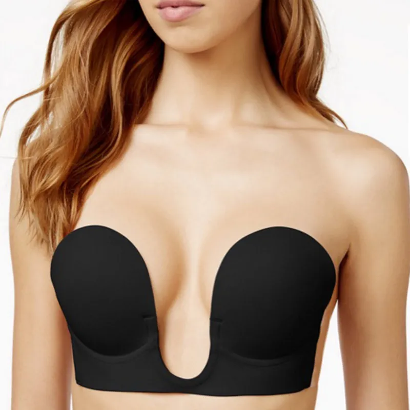 Strapless Backless Adhesive Silicone Push Up Deep V Invisible Bra