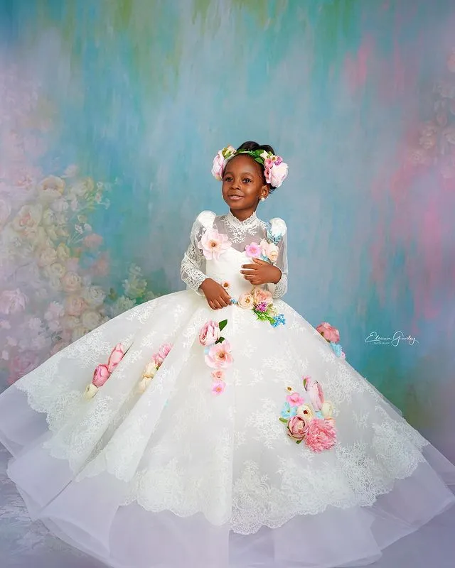 Long Sleeves Flower Girl First Communion Gown Celestial 3424 | Girls dresses,  Flower girl dresses, Girls dress 12