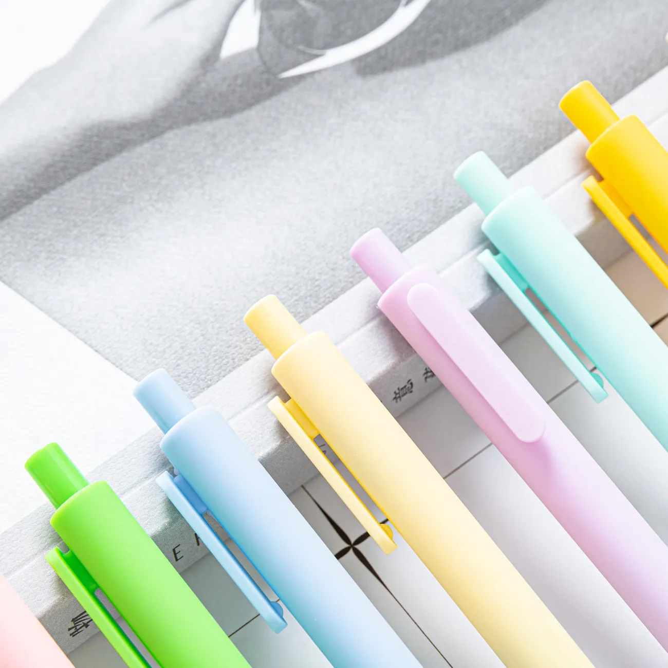 T-shin Rollerball Pens 6 Pack Morandi Color, Gel Black Ink Pens Set,Retractable Cute Creative Student Pen,Kids Girl Women School Office Supplies