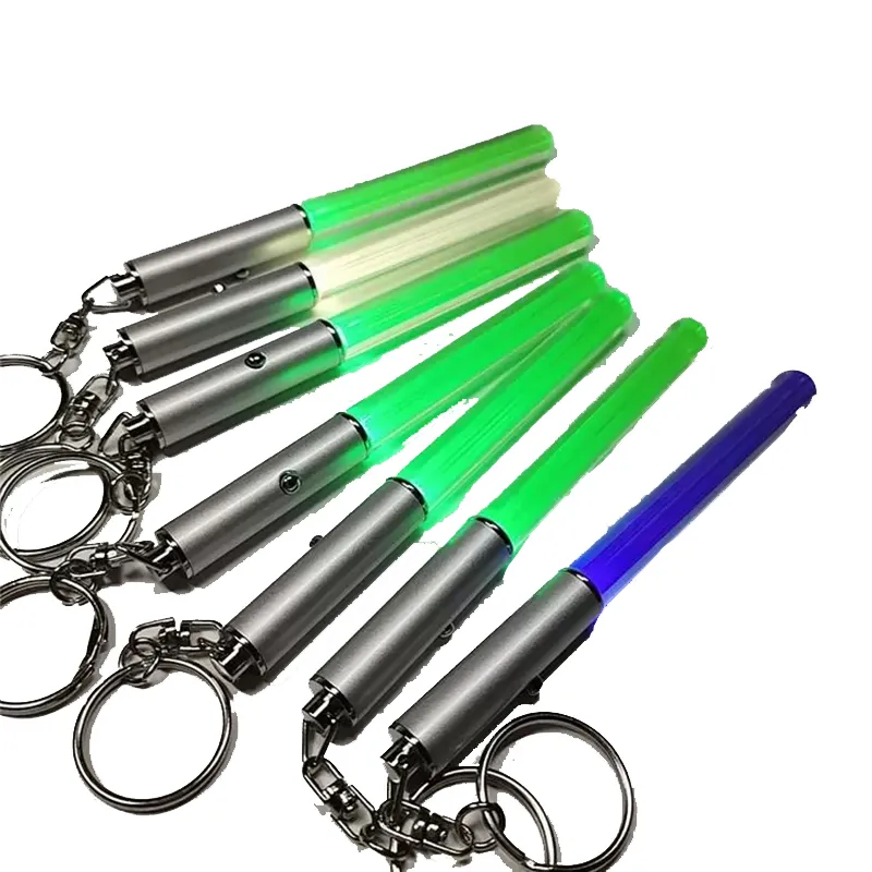 LED Flashlight Stick Keychain Mini Torch Aluminum Keychains Key Ring Durable Glow Pen Magic Wand Stick Lightsaber LED Light Stick