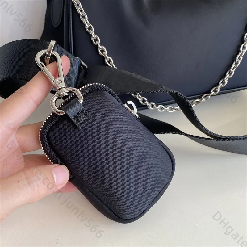 Designer Women s Canvas Crossbody Tote Versatile 3 in 1 Shoulder Bag with Chain Accents
