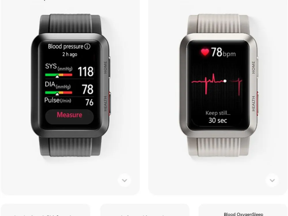  WATCH D Smartwatch with Advanced Health Monitoring Features Including Blood Pressure, ECG Analysis, and Skin Temperature Monitoring