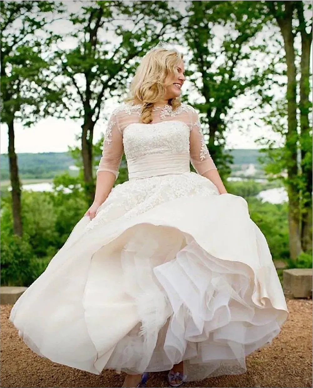 plus size ankle length wedding dresses Monica's Stunning Plus Size Aline Wedding Dress