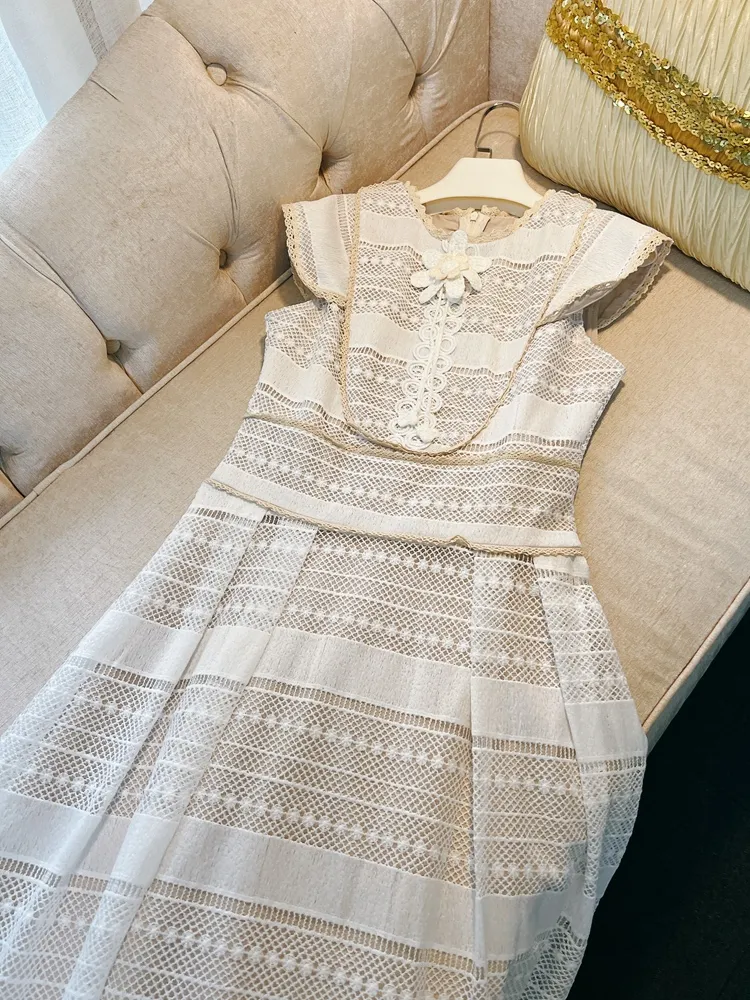knee length dresses for ladies Square Neck 3D Floral Midi Dress – New York & Company main image 0