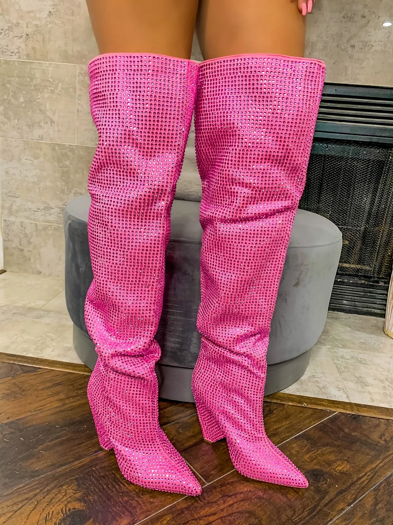 Neon pink hotsell thigh high boots