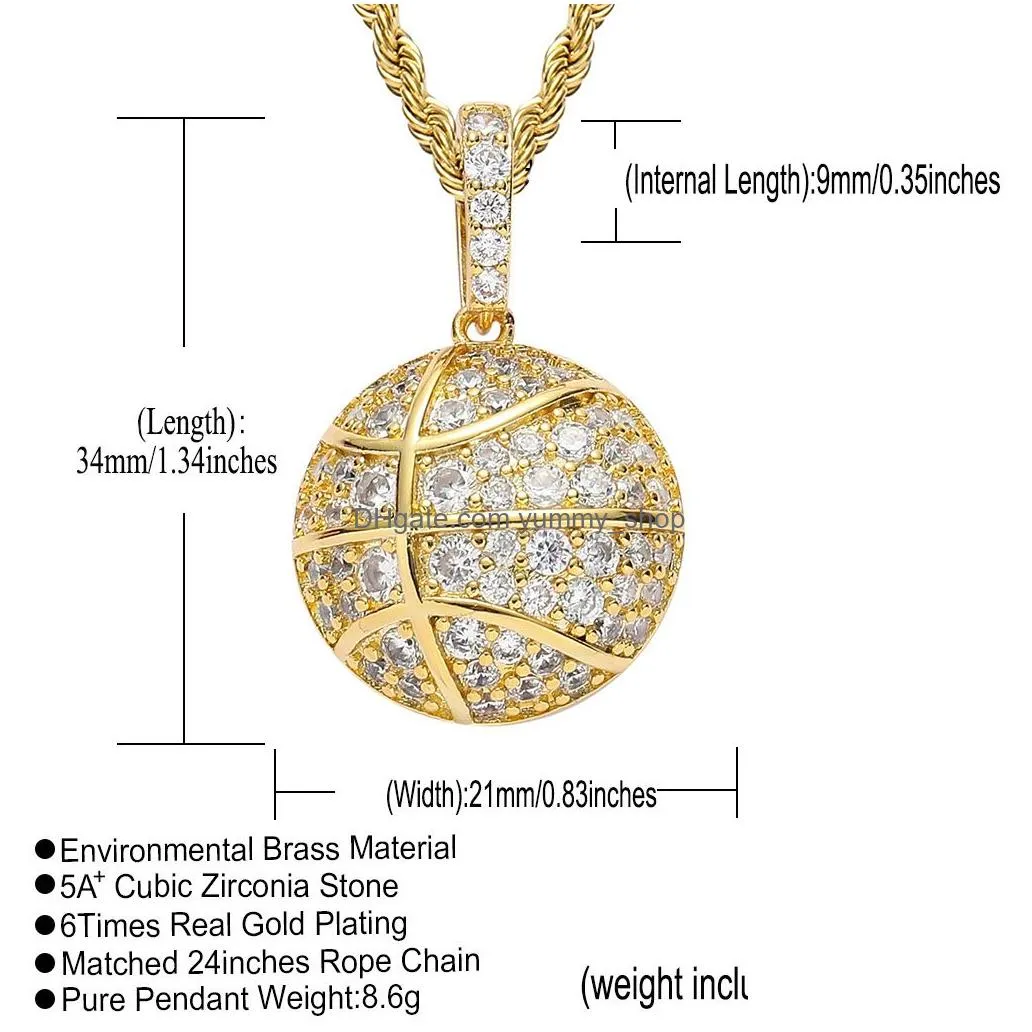 Necklaces Pendant Necklaces Gold Cubic Zirconia Basketball