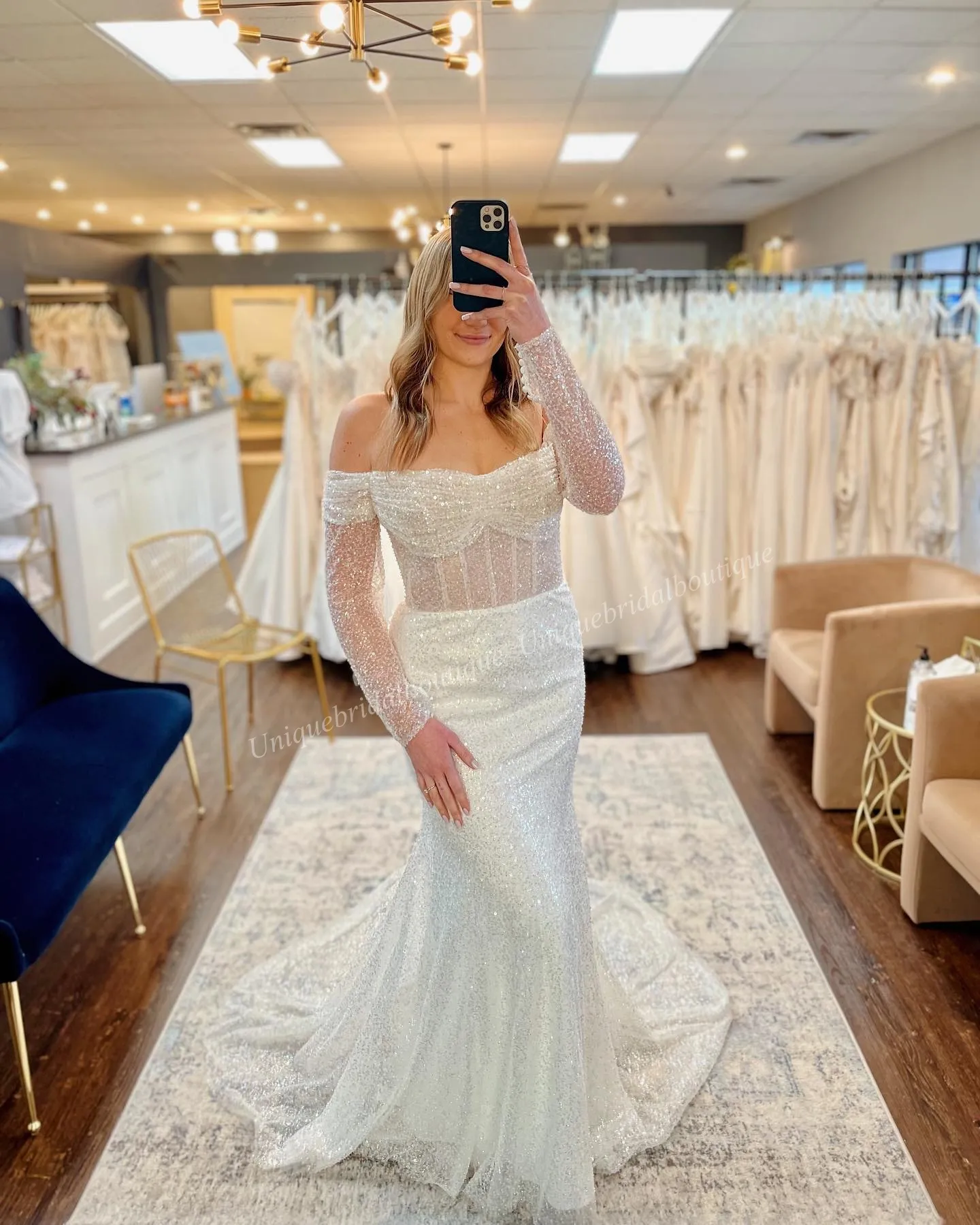 Elegant wedding salon is waiting for bride. Beautiful wedding dresses in  boutique. Engagement. Happy bride before wedding. Wonderful bridal gown.  women is preparing for wedding. Welcome to family Stock Photo | Adobe