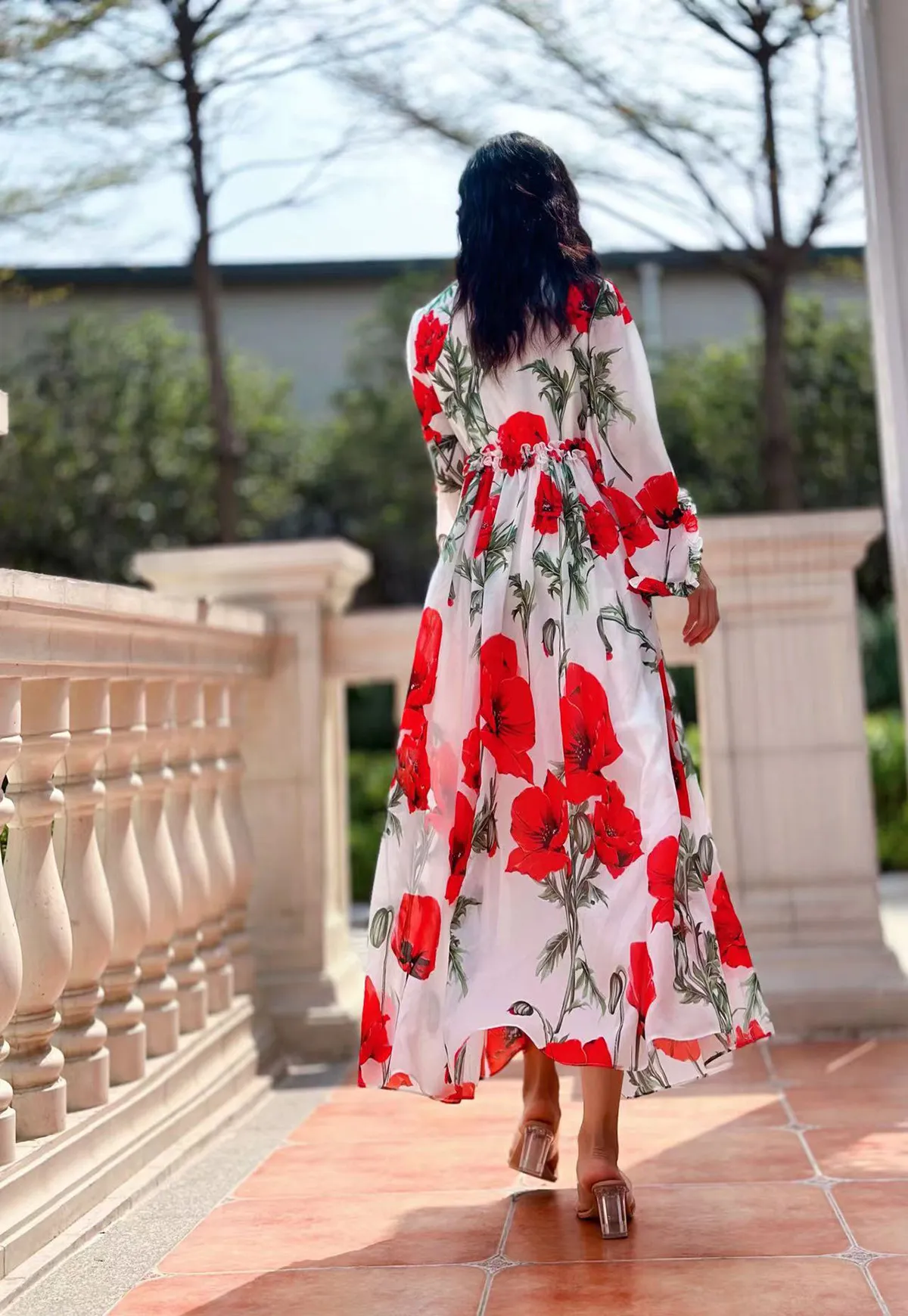 sachin and babi light blue dress Empire Waist Linen Maxi Cottagecore Dress, Modest Linen Dress, Wrap Dress,  Floral Grace Potpourri Dress, Summer Dress, House Dress 0665#