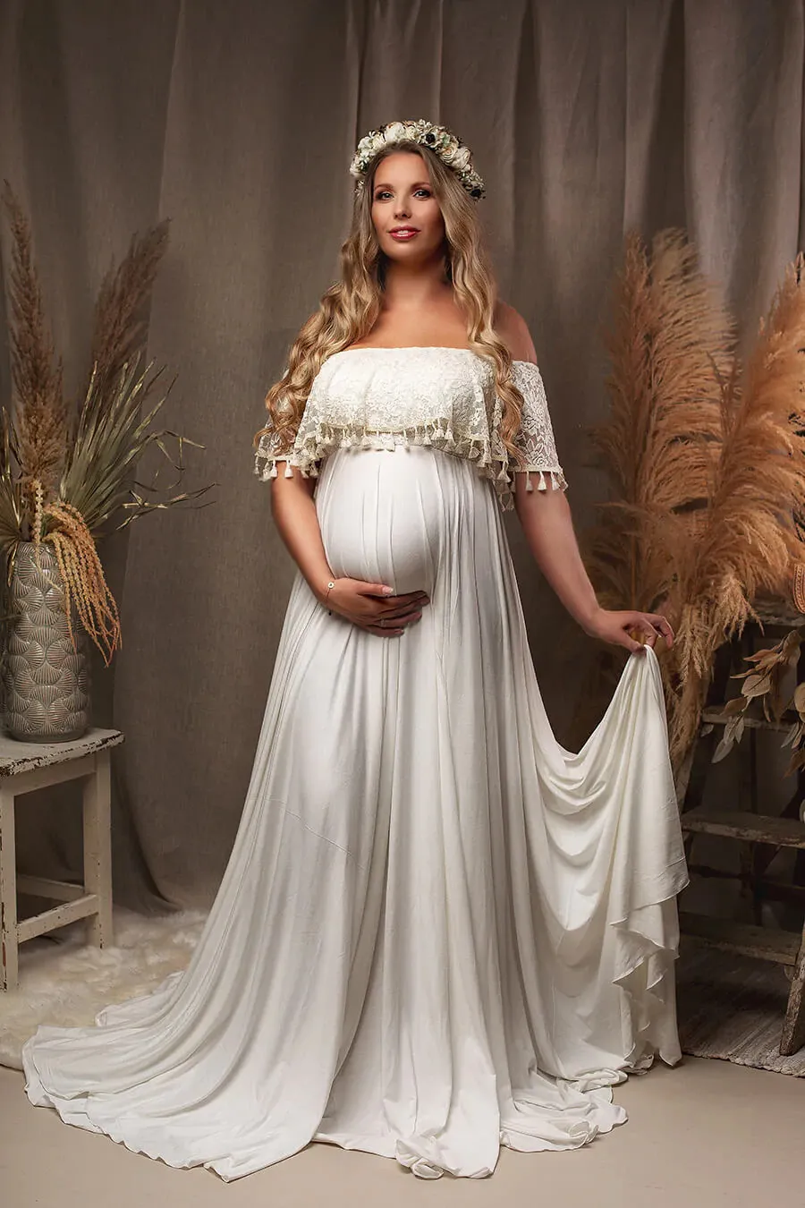 Maternity maxi skirt to the side hot sale
