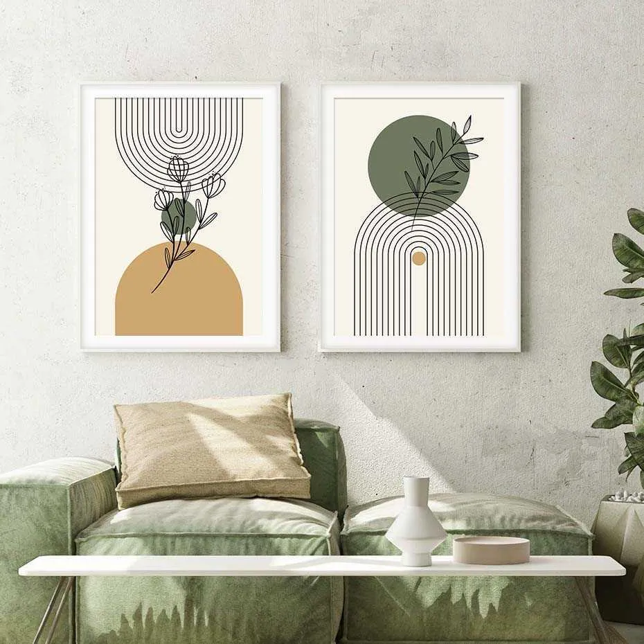 Ensemble de trois tableaux abstraits neutres | Décoration murale