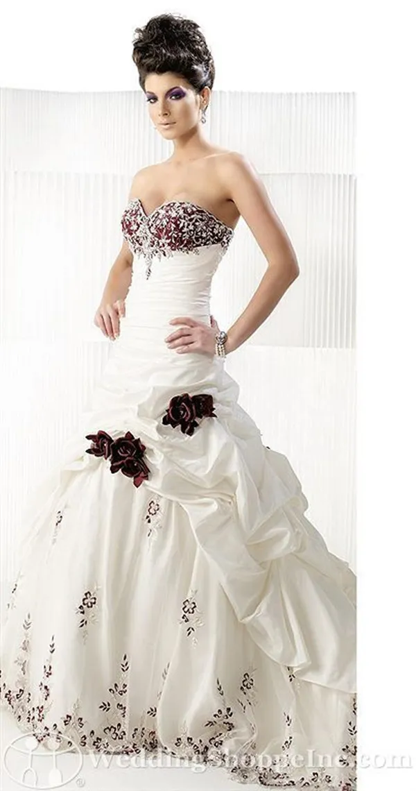 White wedding dress with shop black trim