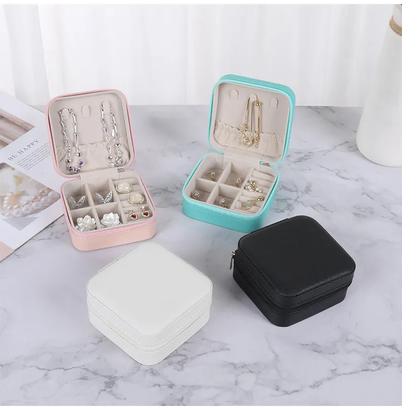 Portable Mini Small Jewelry Box Organizer For Women Macaron Colors