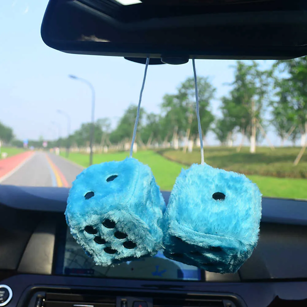 Auto Multicolor Plush Dices Car Accessories Velvet Dice Car