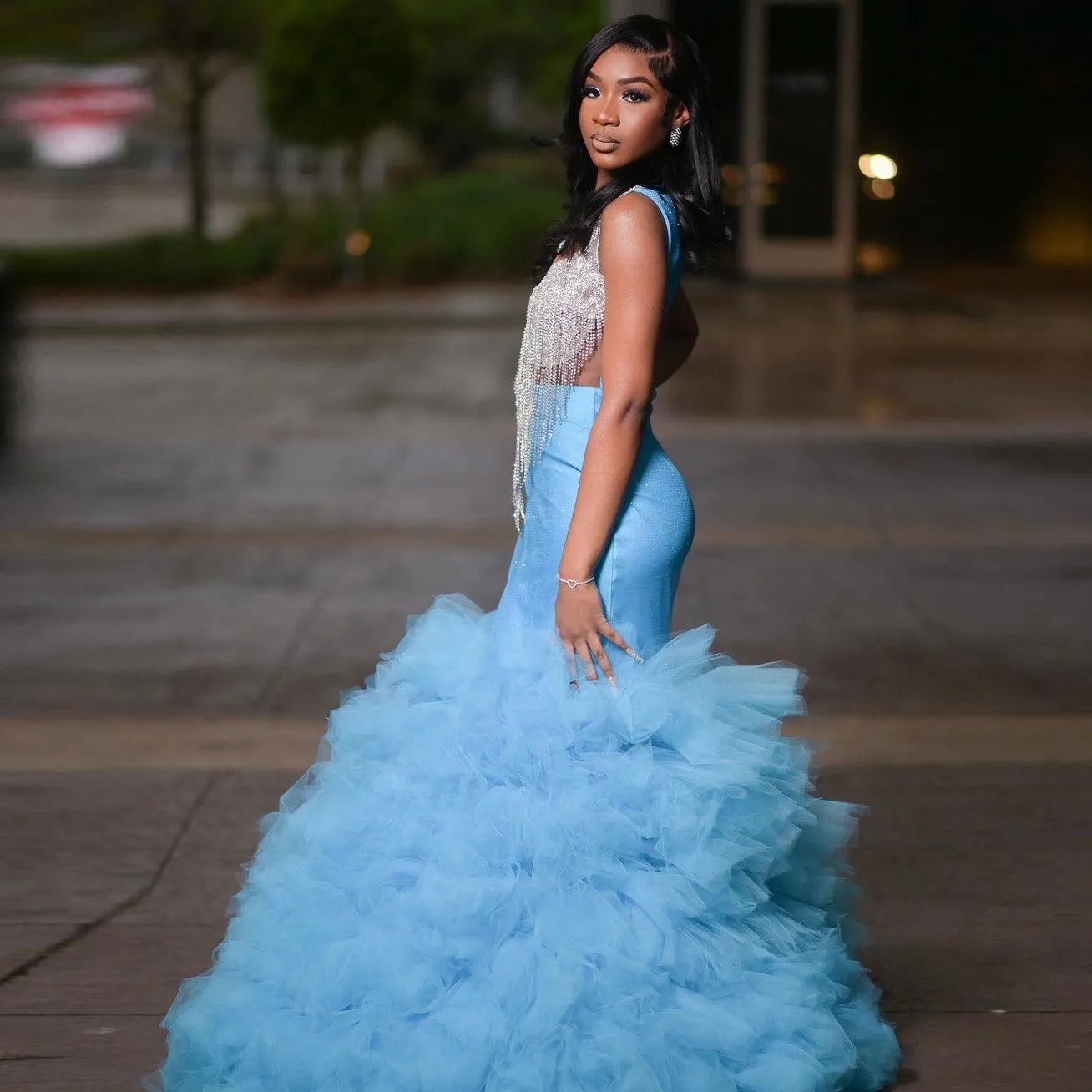 Sky blue hotsell graduation dresses