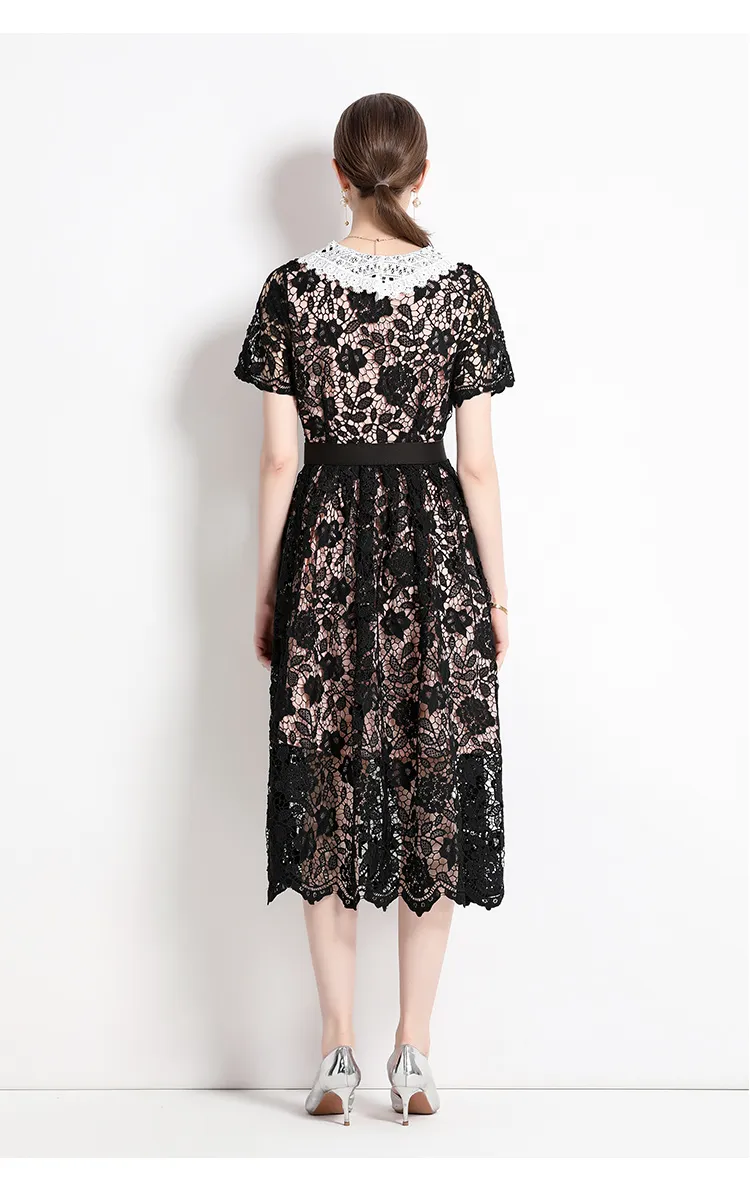 green emerald velvet dress Bace Collection Tan Front Pleat Peter Pan Collar Dress [FINAL SALE]   Luibelle