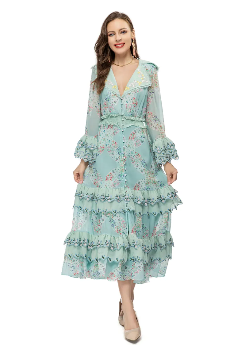 Elegant Floral Bandage Turndown Collar Long Sleeve Two Pieces Elegant Floral Bandage Turndown Collar Long Sleeve Two Pieces