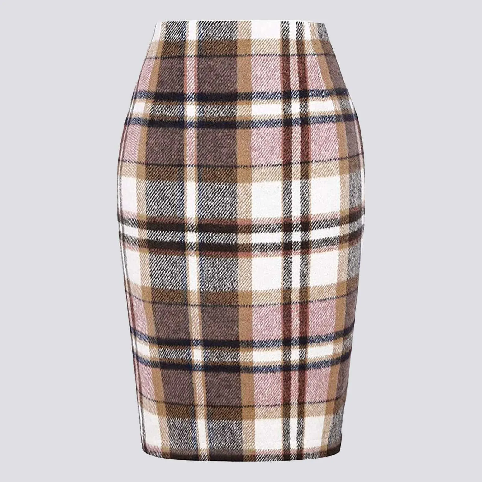 Plaid bodycon top midi skirt