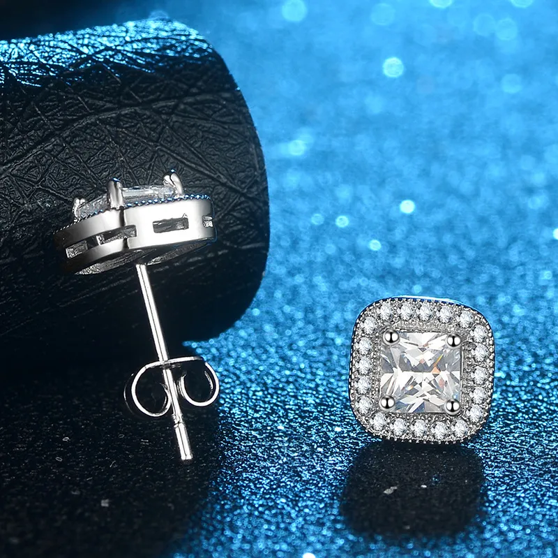 Chic White Topaz CZ Diamond-Set Sterling Silver Stud Earrings For Brides And Special Occasions_voghion.com