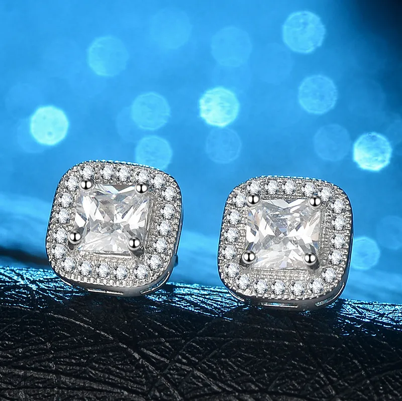 Chic White Topaz CZ Diamond-Set Sterling Silver Stud Earrings For Brides And Special Occasions_voghion.com