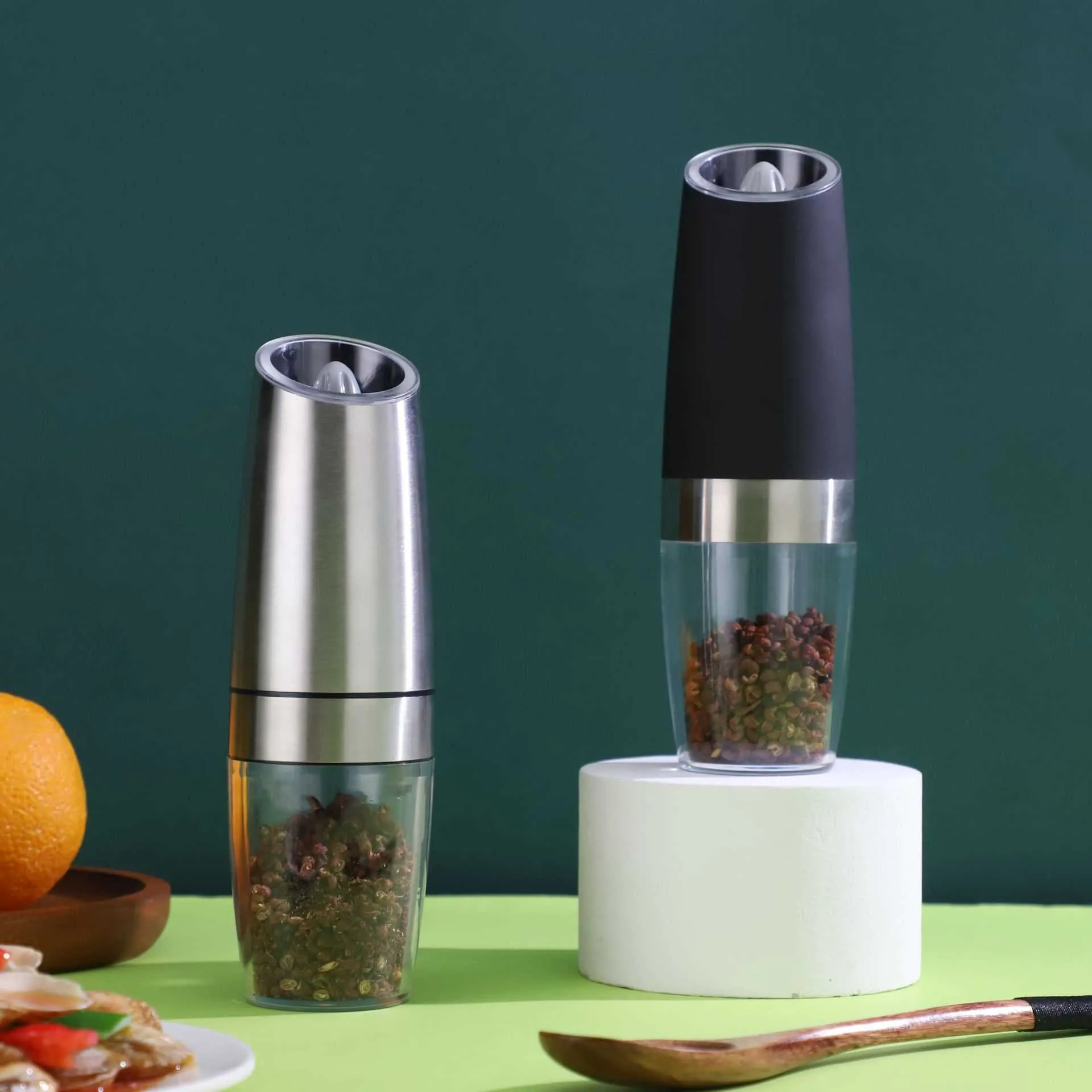 その他 bamboo Automatic Electric Salt And Pepper Grinder Mill Bamboo Body, LED