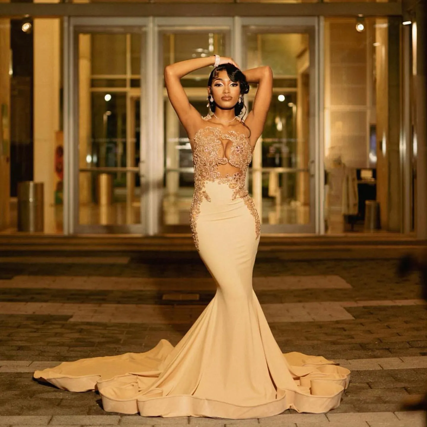 Beading Sleeveless Crystal Evening Dress Beading Sleeveless Crystal Evening Dress