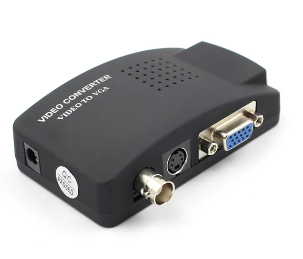Black S Video/BNC VGA Video PC Converter With BNC + 4 Pin For CCTV, DVD ...