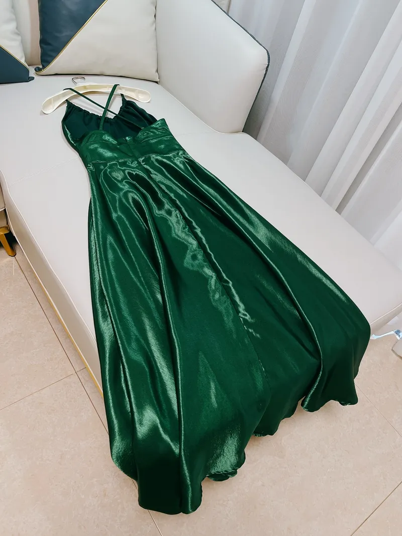 chinese dress ladies Emerald Green Satin Dress main image 1