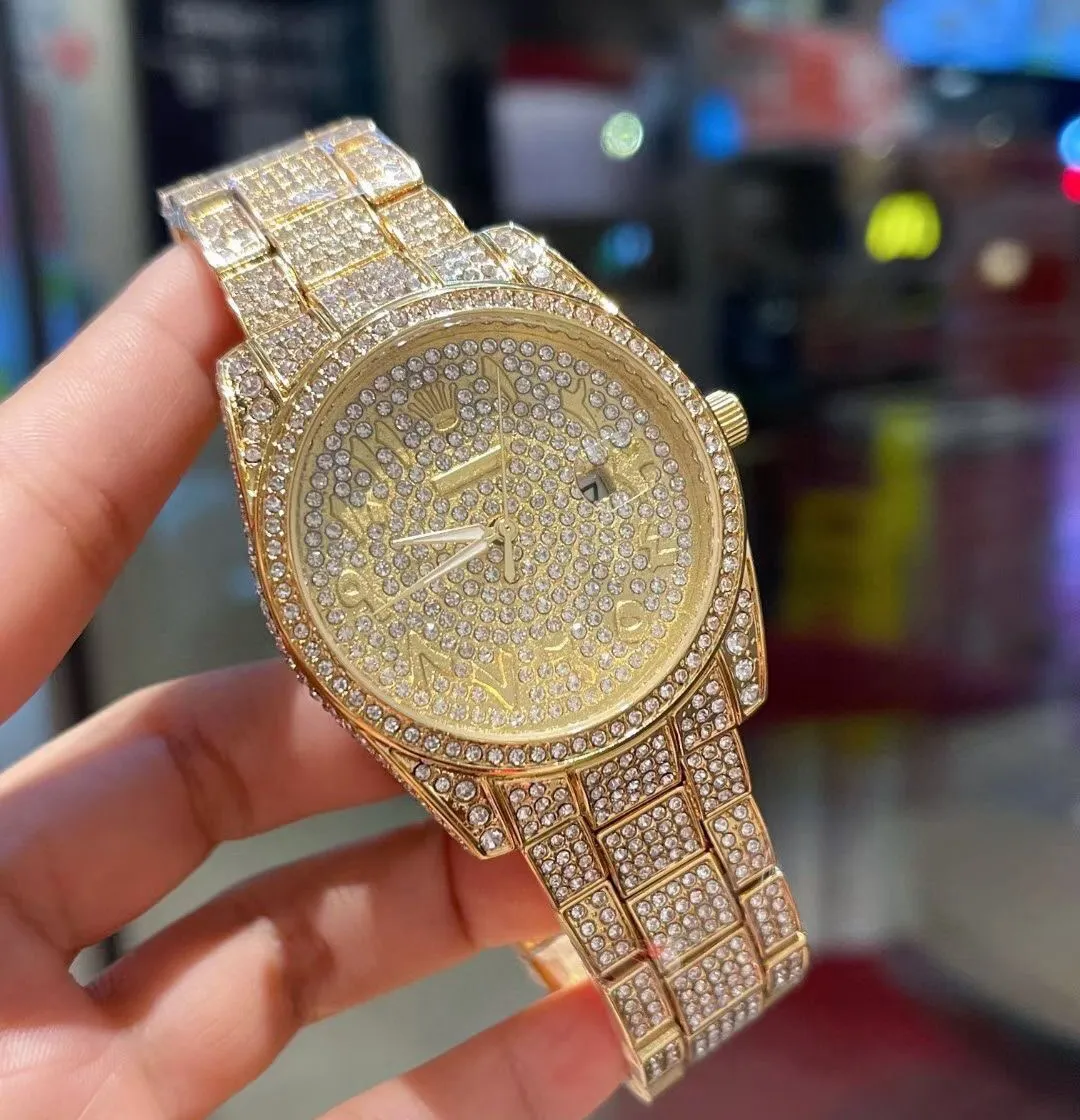 Diamond encrusted Watch R0lex Exquisite Noble Men s Watches Bow Buckle Design