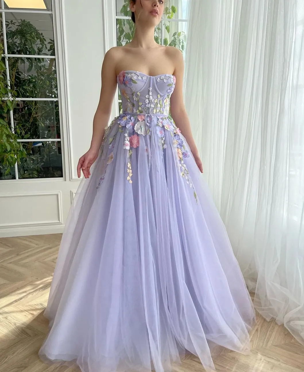 Evening Dress With Handmade Flowers Evening Dress With Handmade Flowers