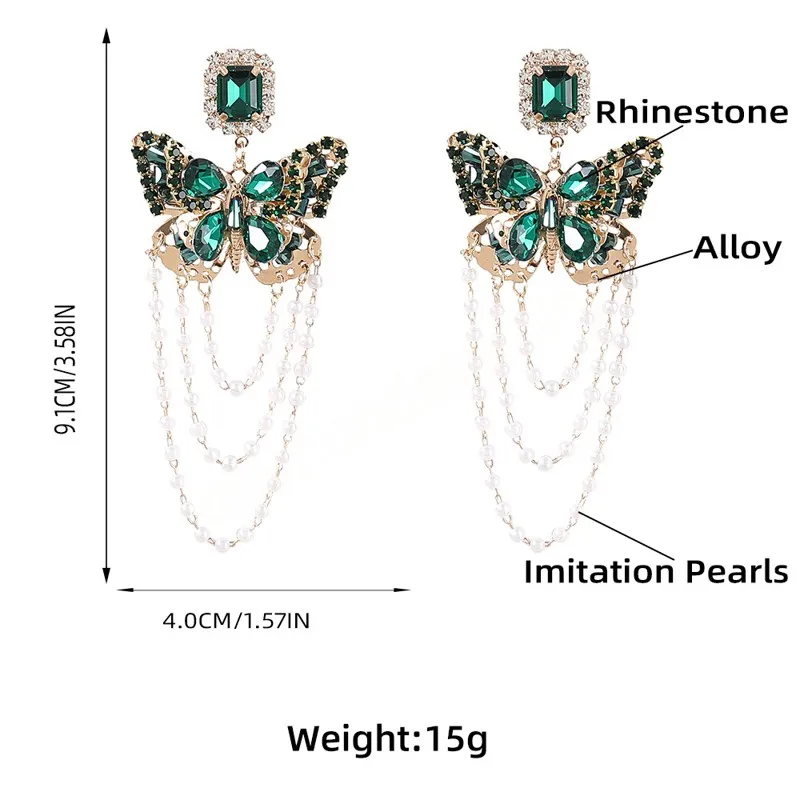 Mode Metall Imitation Perle Schmetterling Strass Ohrringe Frauen Beliebte  Übertrieben Baumeln Ohrringe Party Zubehör Von 4,6 € | DHgate