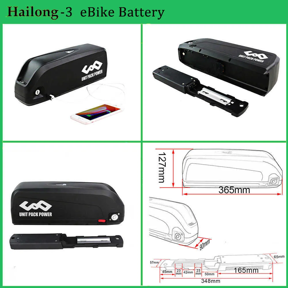 Bluetooth Bike Battery 21700 Samsung 50E LG Hailong 36V 52V 48V 20Ah 25Ah for Electric Bicycle 1500W 1000W 750W 500W 350W 250W