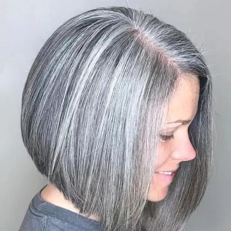 Human Hair Natural Grey Wigs Grey Affordable Natural Looking Wigs