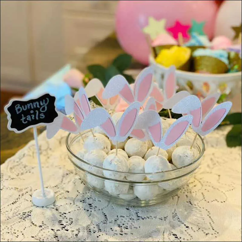 12 Cute Bunny Ears Cupcake Picks Topper Decorations For Easter