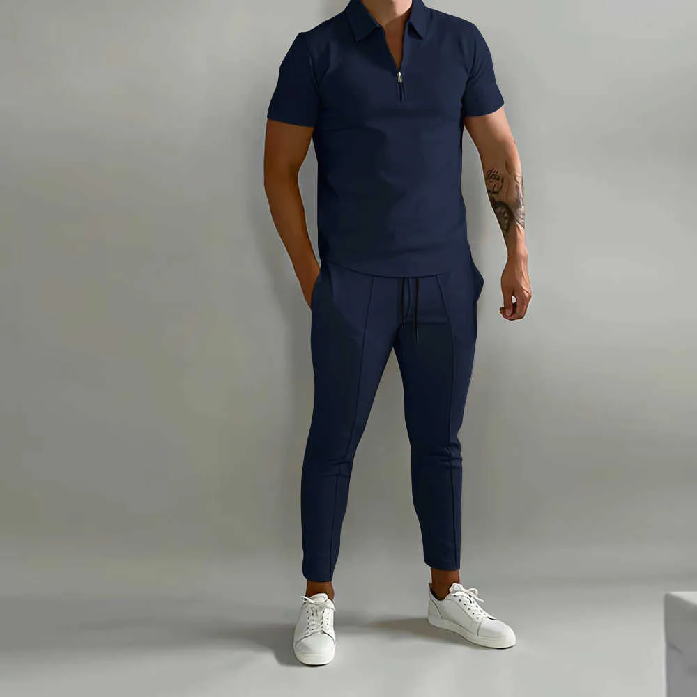 Navy blue polo jogging suit sale