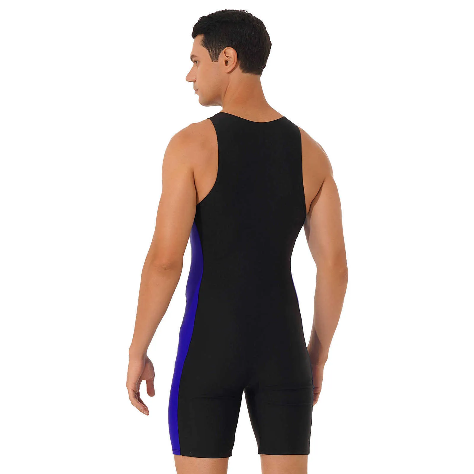 Summer Mens Sleeveless One Piece Swimsuit With Front Zipper
