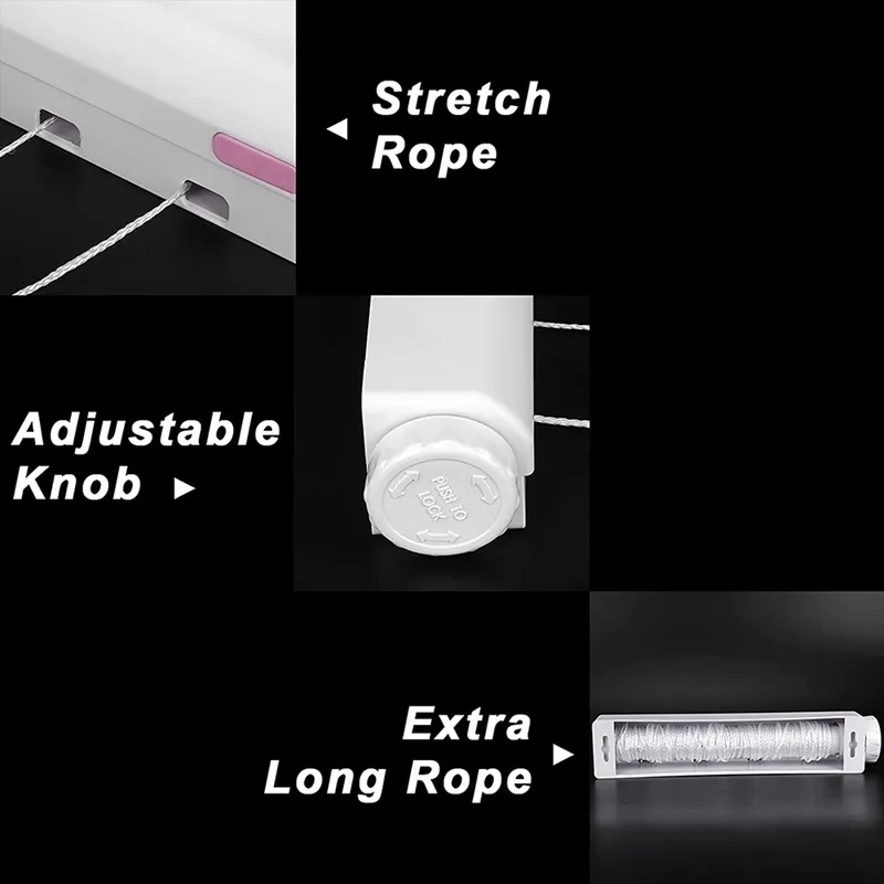 Telescopic Retractable Clothesline Indoor Outdoor Wall Mounted Clothes Dryer Hanger