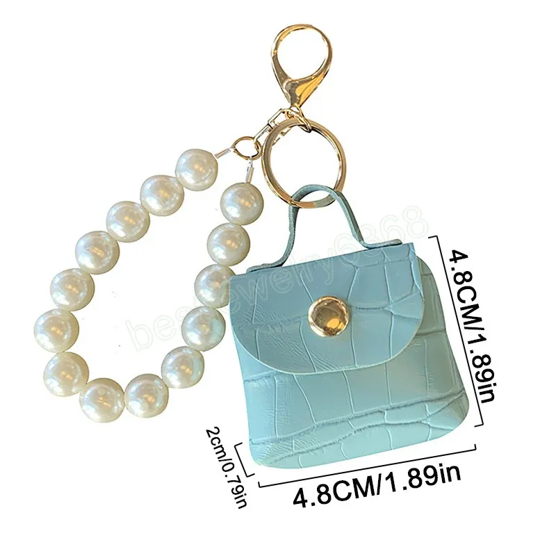 Cute Mini Coin Purses Pearl Chain Keychain Small Earphone Box Soft Leather Key Organizer Bag Key Ring Wallet Pouch Keychain From 2 34 DHgate