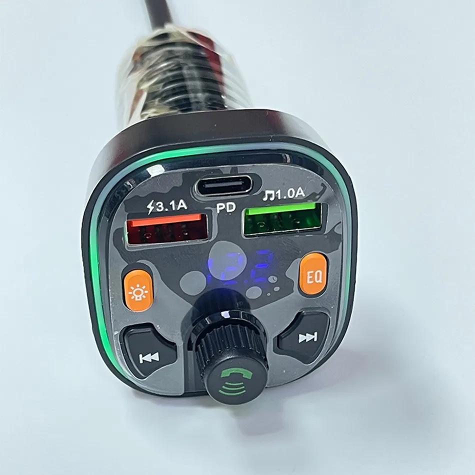 Q5 Dual 12v Usb Outlet Type C PD Fast Charging Car Bluetooth FM