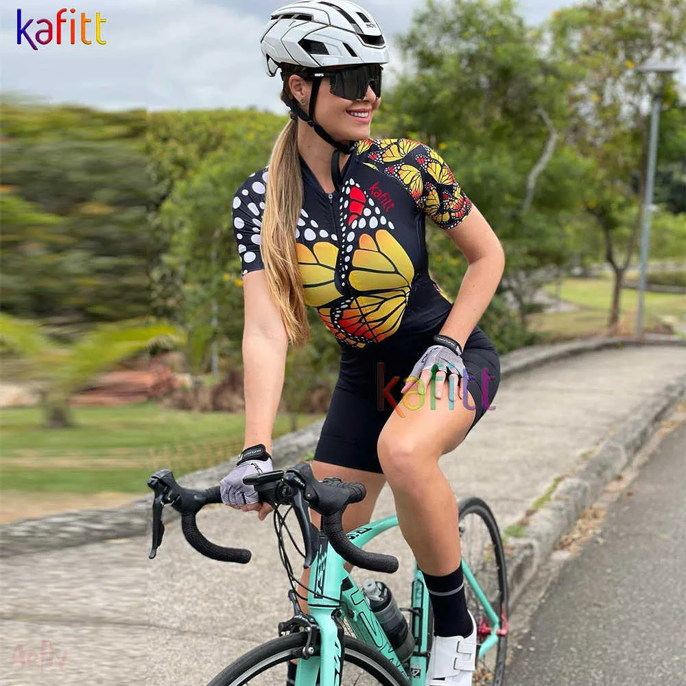 Kafitt Women's Cycling Jumpsuit Leopard Print Clothing Summer Long Sleeves  Dresses Gel Shorts With Free Shipping