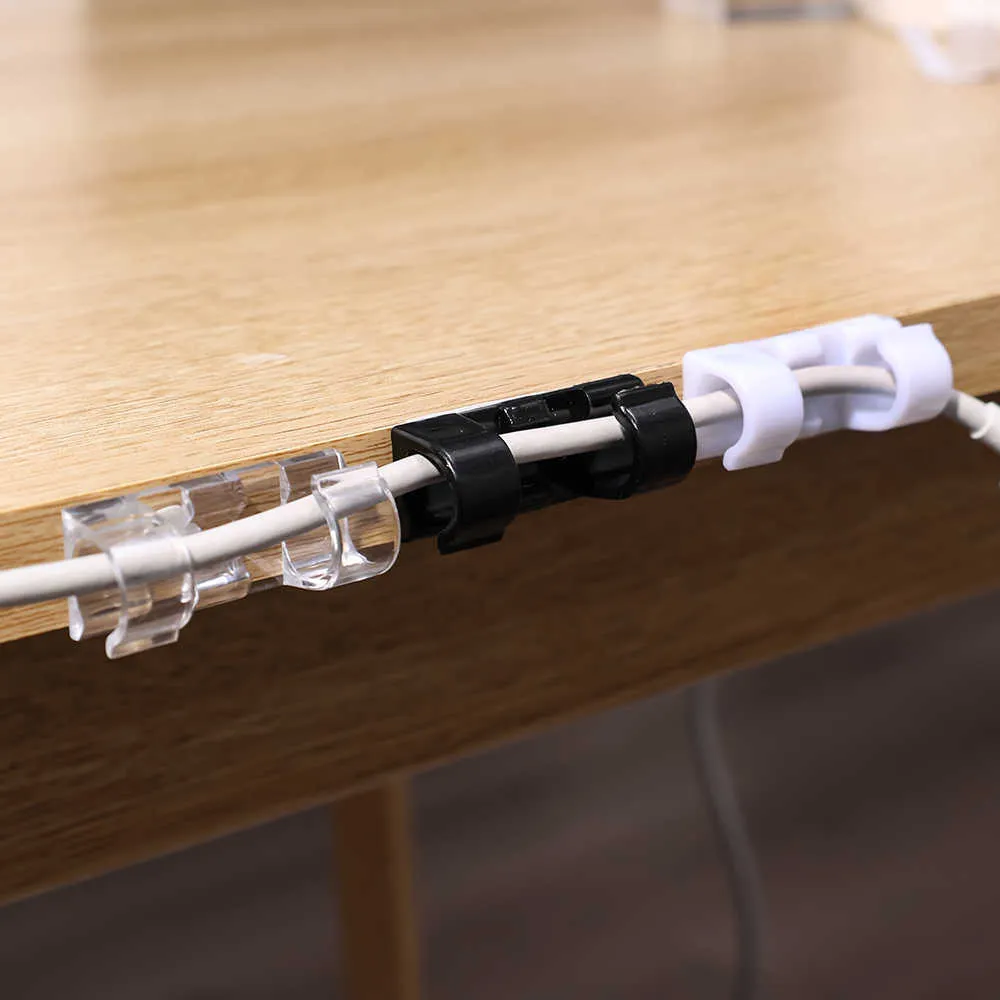 20-Pack Self-Adhesive Cable Clips - Tidy Cord Organizer for Desk, USB ...