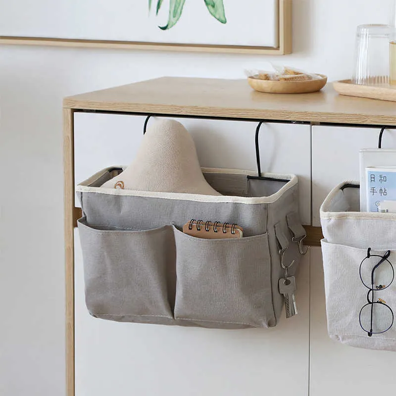 Canvas Bedside Hanging Pocket Storage Bag For Bedroom Organization