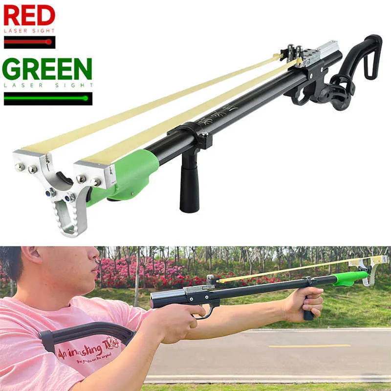 Bow Arrow Red/Green Laser Shooting Fishing Long Rod Telescopic Slingshot 40  Slingshot Head Outdoor Hunting Shooting Slingshot PackageHKD230626 From  57,85 €