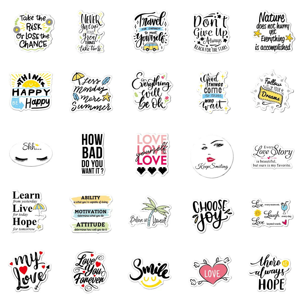 Quotes Text Sticker Aesthetic Inspirational Quote Stickers - Waterproof Vinyl Decals for ...