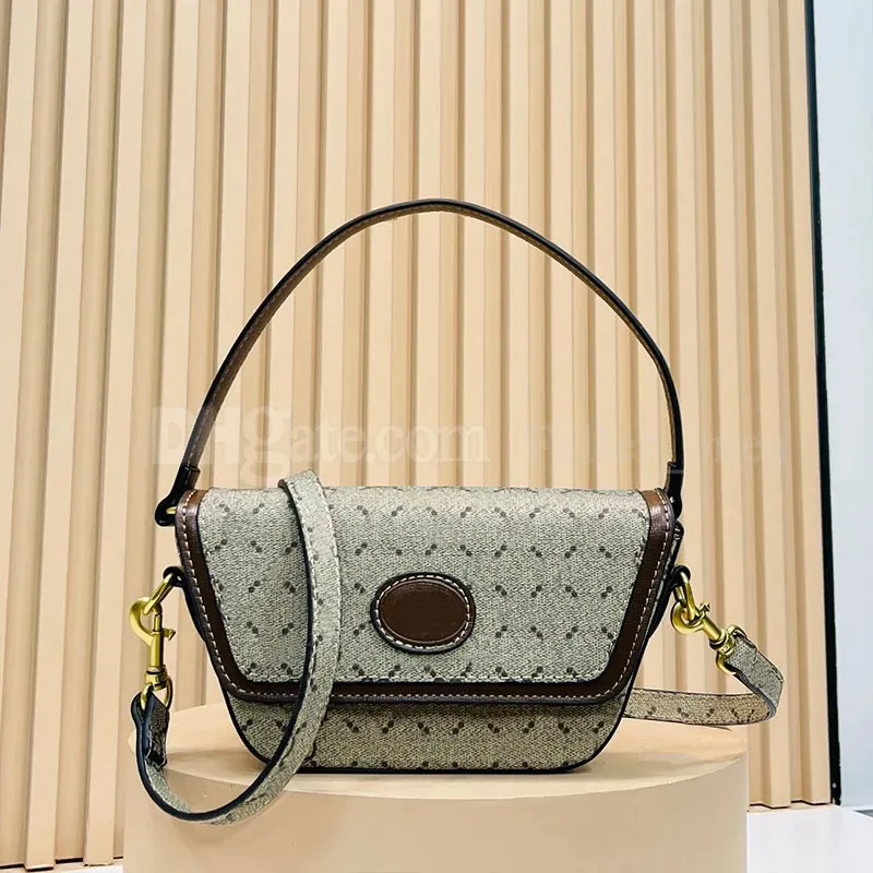 Vintage Designer Bag Hand Bag Women Crossbody Bags Classic Letter Printing Canvas Leather Shoulder Handbags Flap Cell Phone Pocket Clutch Purse Gold Hardware From 43 22 DHgate