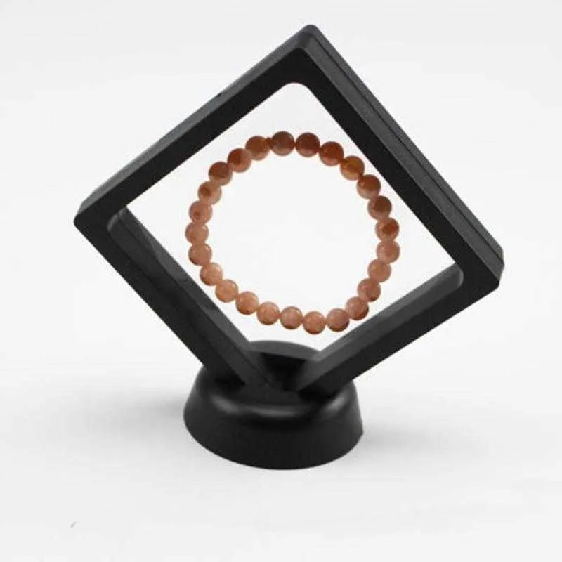 3D Floating Frame Holder Stand Box Transparent Jewelry Necklace or Ring Display