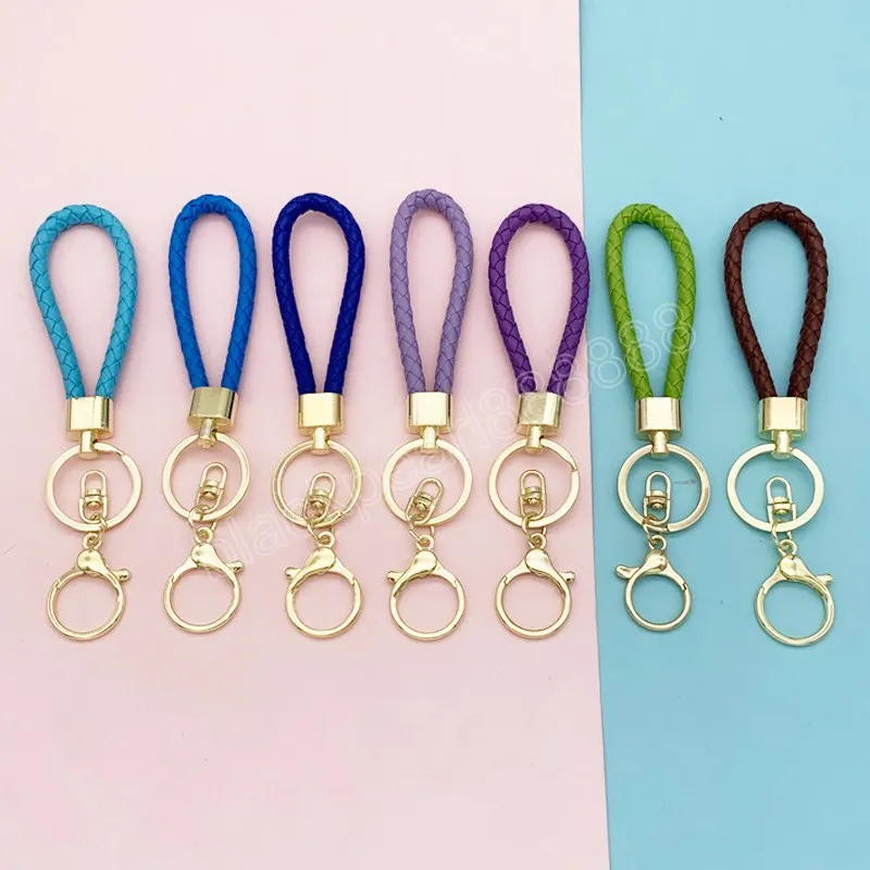 Handmade Braided Rope Keychain - Stylish Woven Leather Keyring, DIY Bag ...