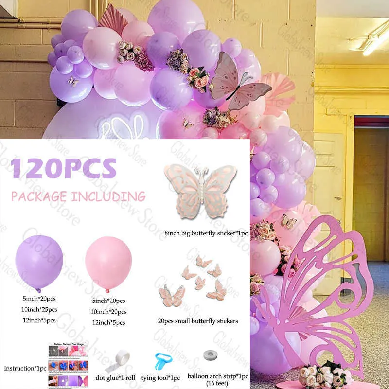 Ballon rond en papillon anniversaire 18, emballé, 1Pc