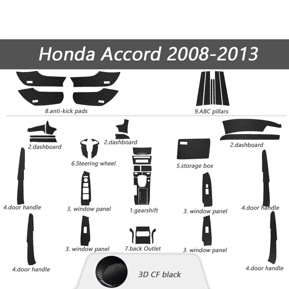 Carbon Faser Für Honda Accord 2008 2013 Auto Film Innen Aufkleber Center  Konsole Getriebe Dashboard Air Tür Griff Lift Panel Von 8,42 €