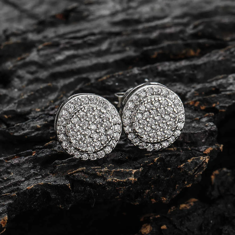 Iced Out Round Diamond Earring Studs Micro Inlaid With Cubic