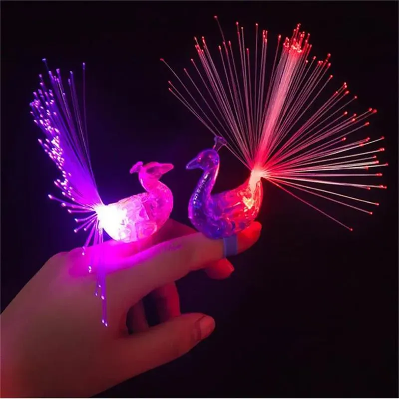 Dessin animé drôle paon doigt lampe jouets enfants bébé enfants allument  jouets nouveauté jouets lumière couleur aléatoire